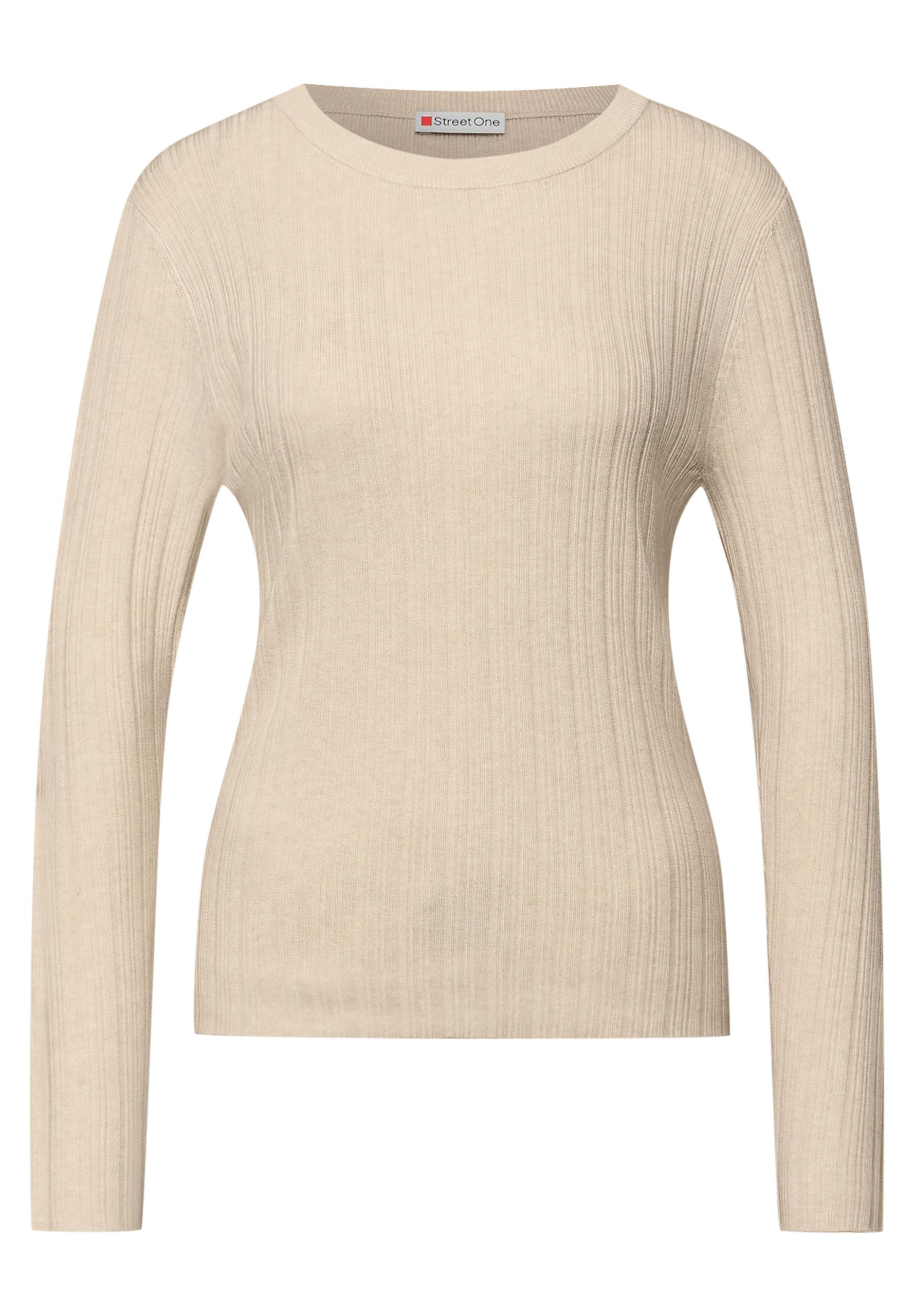 Pullover mit Rippstruktur 40 - Cotton Beige Mel.
