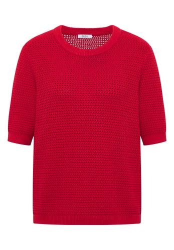 Kurzarm Pullover mit Struktur S - Glazed Apple Red