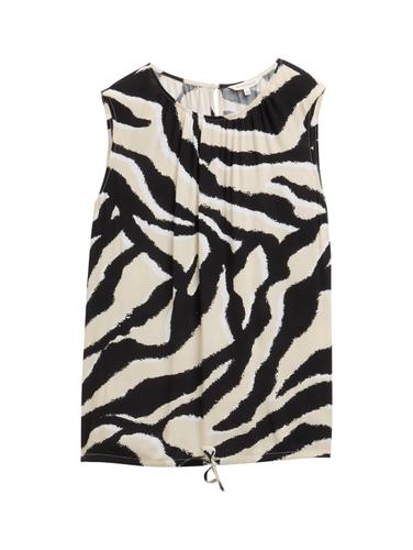 Bluse mit Kordelzug 38 Regular Fit - Abstract Beige Zebra