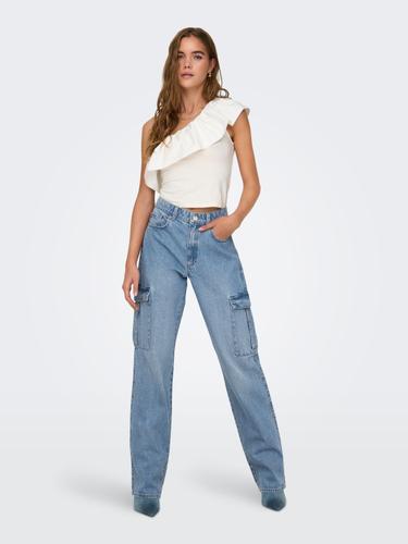 ONLRILEY HW STR CARGO DNM PIM875 NOOS 29/32 Gerade geschnitten - Light Blue Denim