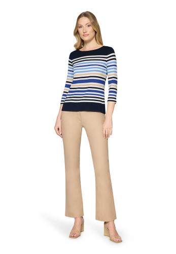 Basic Shirt 44 Tailliert - Dunkelblau/Weiß