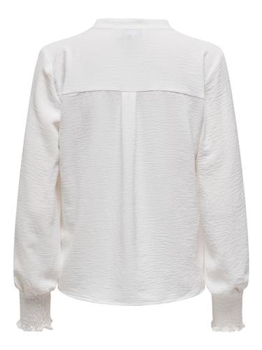 ONLMETTE V-NECK LS SMOCK TOP NOOS WVN M Normal geschnitten - Cloud Dancer