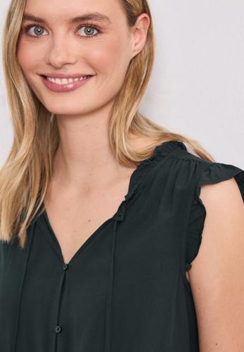 Blusentop mit Split Neck und Rüschen 36 - Deep Bound Green