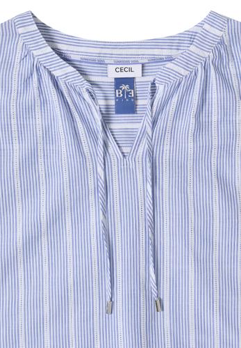 Dropped Shoulder Bluse mit Struktur M - Blouse Blue