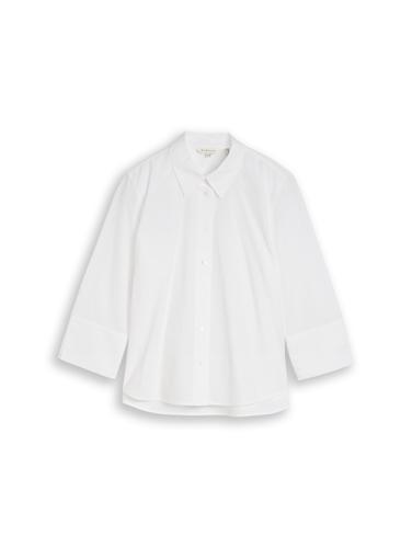 Popeline Hemdbluse mit 3/4-Arm 36 Regular Fit - White