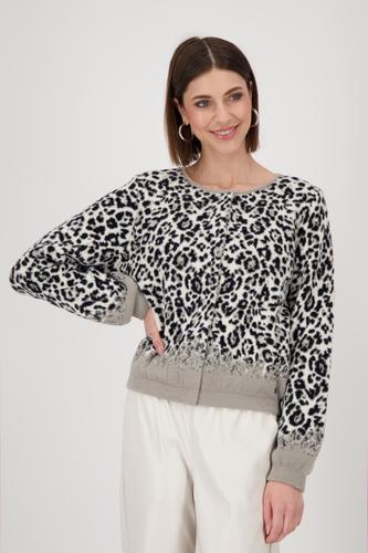 Strickjacke mit Leopardenmuster 42 - Greige Gemustert