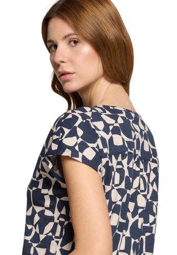 Blusenshirt M Lässig - Dark Blue/Nature