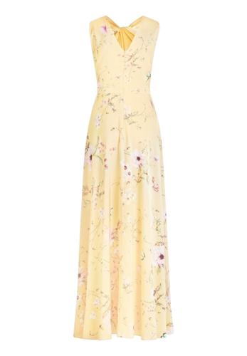 Abendkleid 34 Weich fallend - Yellow/rosé