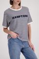 T-Shirt mit Struktur und Schriftzug 42 - Marine Ringel