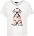 T-Shirt Hund-Print und Strasssteinen 40 - Cream
