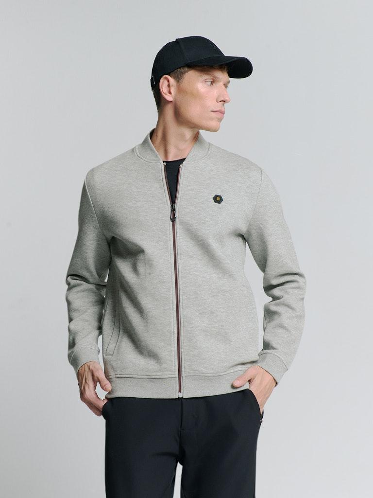 Sweater Full Zipper Pique Bomber Grau M