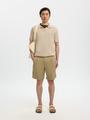 SLHMATTIS SS LINEN BLEND OPEN POLO NOOS M Normal geschnitten - Oatmeal