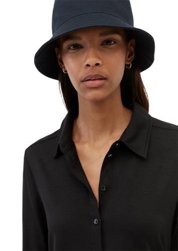 Jersey blouse, long sleeve, collar, button placket