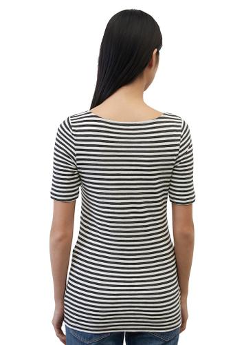 T-shirt, short sleeve, boat neck, striped