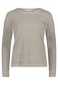 Streifenshirt L Leicht tailliert - Khaki/Cream