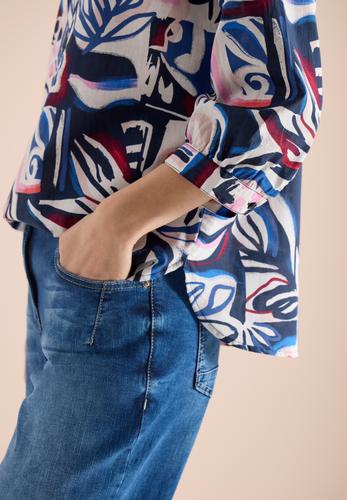 3/4-Arm Bluse mit Multicolor Print S - Universal Blue