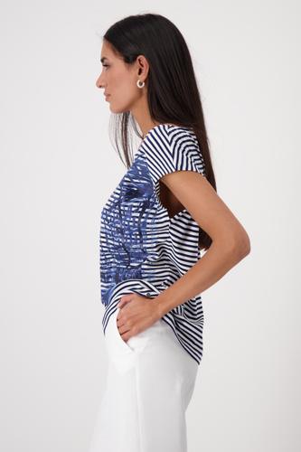 Gestreiftes T-Shirt mit Print 36 - Navy Blue Ringel