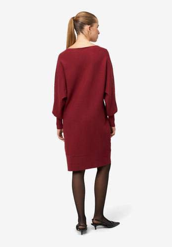Strickkleid strukturiert U-Boot Ausschnitt 44 - Cabernet