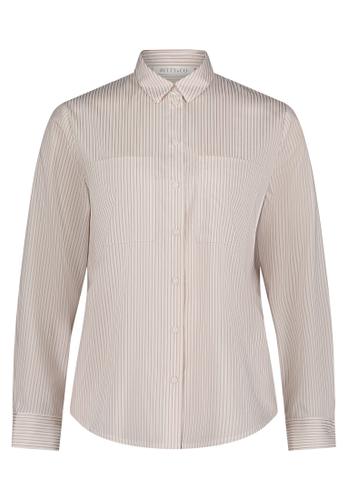 Hemdbluse 46 Gerade - White/Taupe