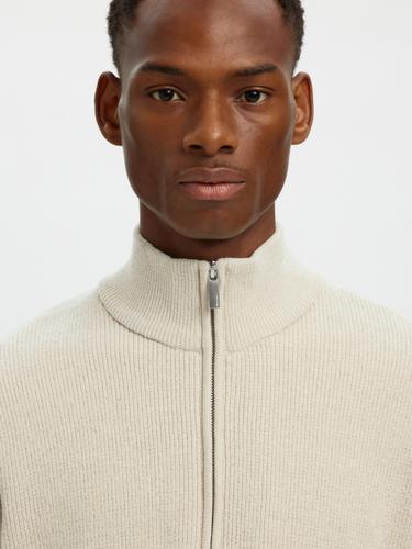 SLHRODNEY LS HIGH NECK HALF ZIP S Normal geschnitten - Oatmeal