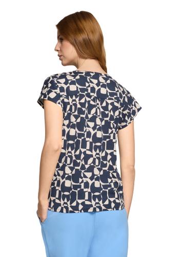 Blusenshirt M Lässig - Dark Blue/Nature