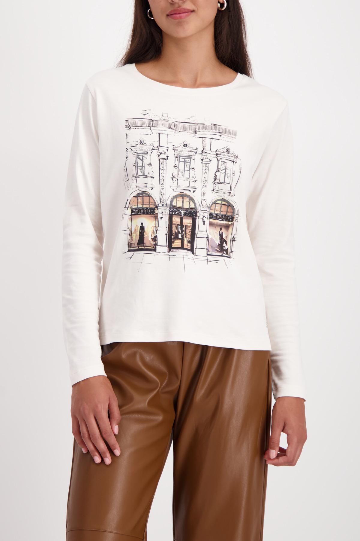 Langarmshirt mit City-Druck 46 - Almond