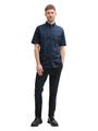 Regular Fit Kurzarmhemd mit Leinenanteil im Pünktchen-Muster L Regular Fit - Navy Dot Design