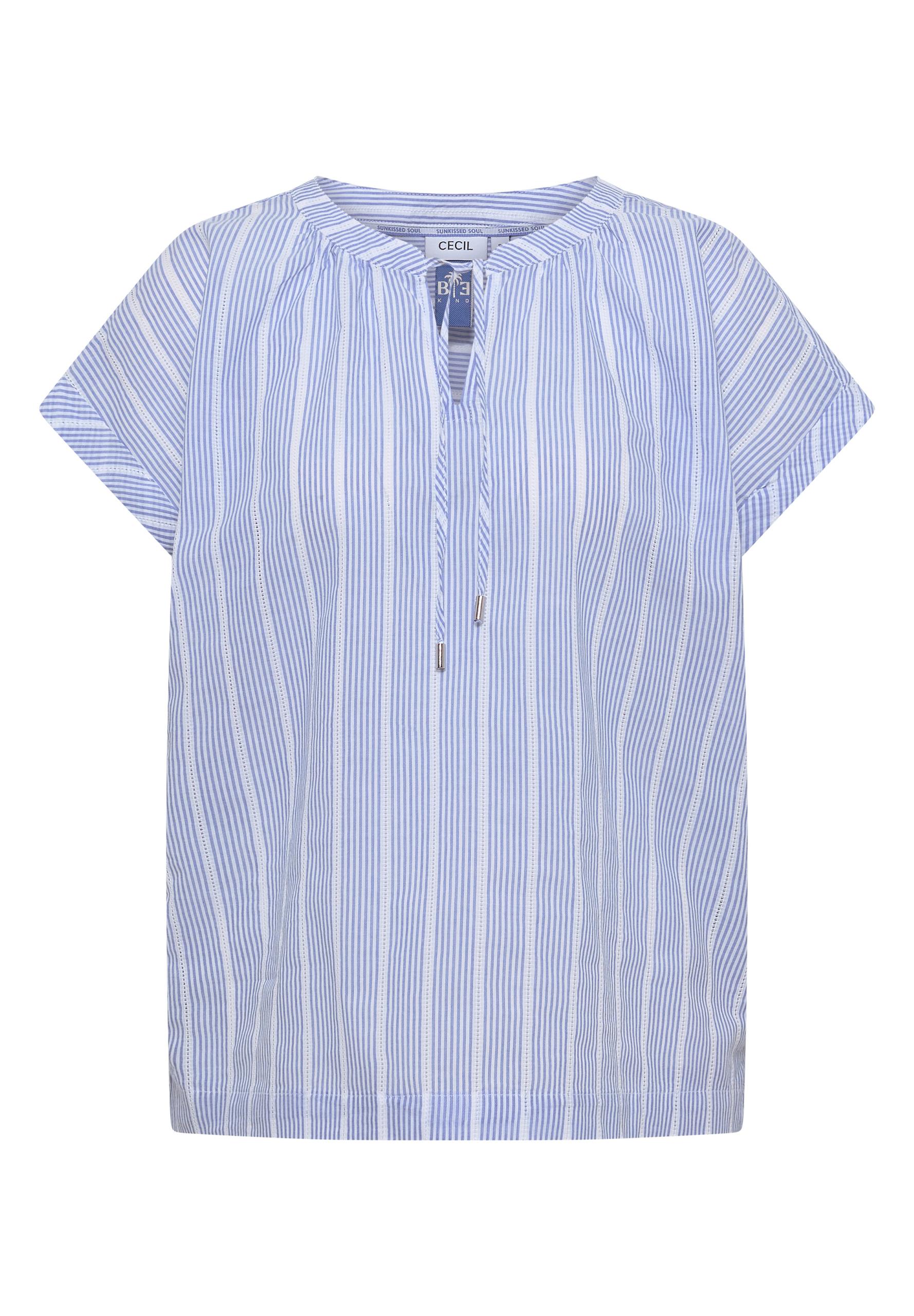 Dropped Shoulder Bluse mit Struktur M - Blouse Blue