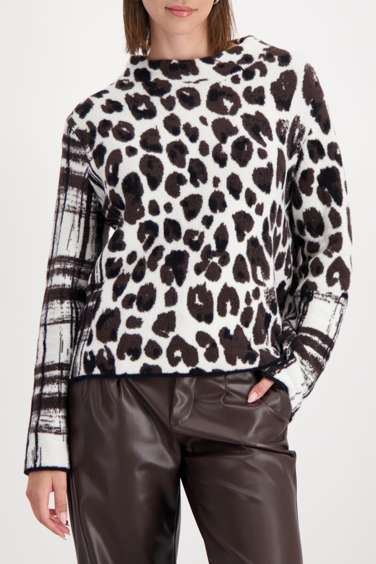 Flauschiger Pullover mit Mustermix 46 - Schwarz Gemustert