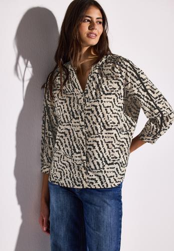 Print-Bluse mit Tapedetails 40 - Moonstone Sand