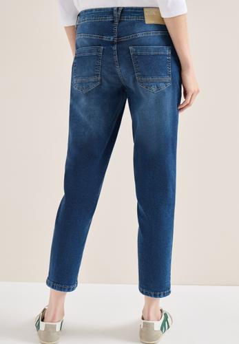 Mid Waist Slim Leg Jeans im Casual Fit 33/7/8 Hosen - Mid Blue Used Wash