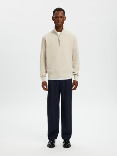 SLHRODNEY LS HIGH NECK HALF ZIP S Normal geschnitten - Oatmeal