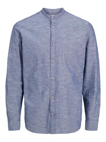 JJESUMMER BAND SHIRT LS SN M Komfort Fit - Faded Denim