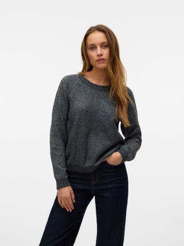 VMDOFFYSHINE LS O-NECK BLOUSE REP NOOS S Normal geschnitten - Asphalt