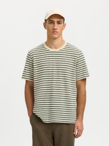 SLHKEVIN STRIPE SS O-NECK TEE M Normal geschnitten - Egret