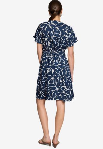 Minikleid  mit Blumenmuster 34 - Blue/cream