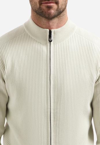 Cardigan Full Zip Tuck Stitch M Regular Fit - Chalk