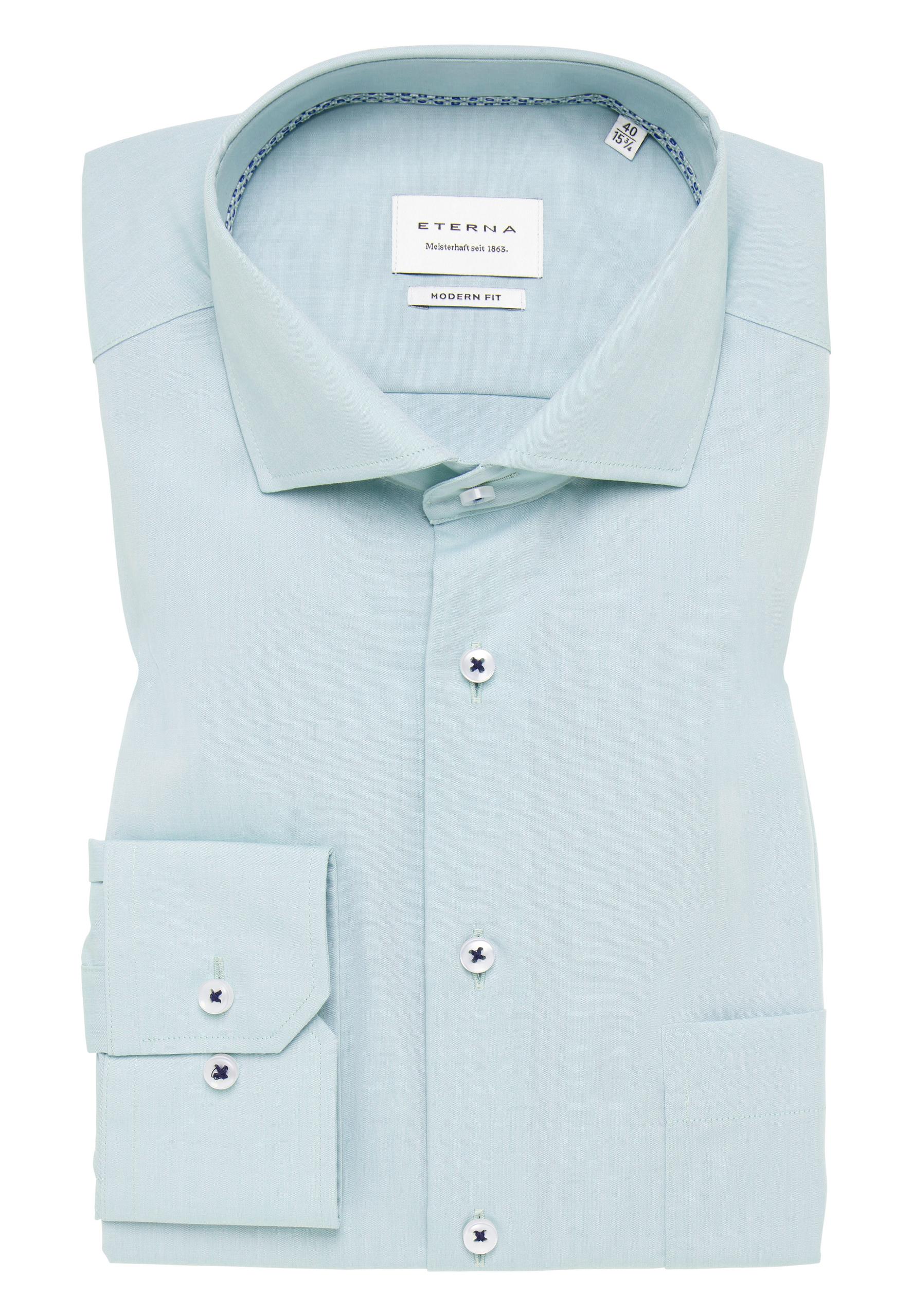 Hemd Chambray Langarm 42/Langarm - 65cm MODERN FIT - Grün