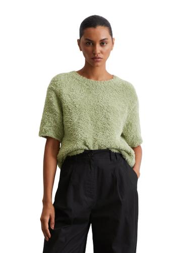 Fuzzy-Knit-Kurzarm-Pullover loose S Relaxed Fit - Smooth Sage