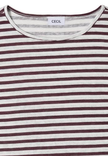 T-Shirt mit Boatneck und Streifen M - Rich Burgundy