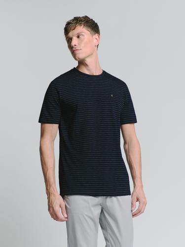 T-Shirt Crewneck Small Pin Stripe M Regular Fit - Deep Blue