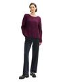 Strukturierter Pullover mit Schlitzen L Loose Fit - Black Berry Melange