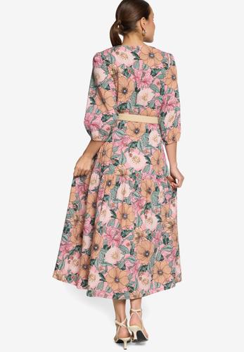 Blumenkleid Maxi mit Gürtel