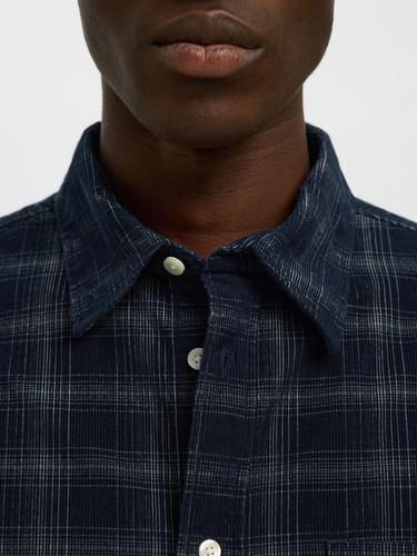 SLMREGCLAUS CORD YD CHECK LS SHIRT XL Normal geschnitten - Navy Blazer
