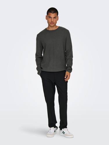 ONSERIC REG 12 STRUC CREW KNIT NOOS M Normal geschnitten - Grey Pinstripe