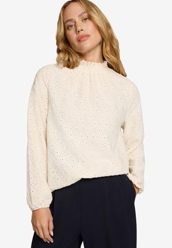 Bluse mit Lochmuster 44 - Eggnog