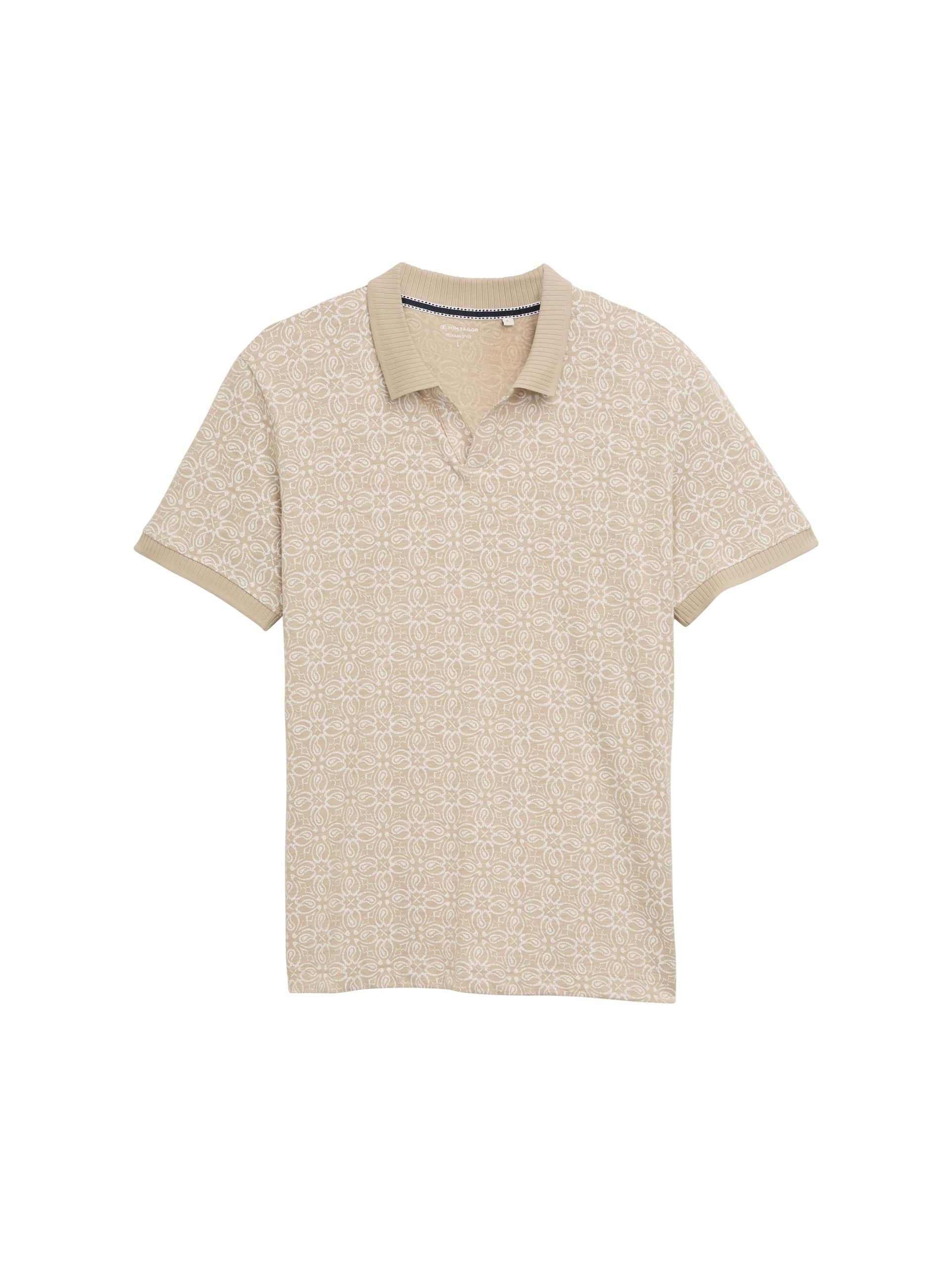 Jersey Poloshirt mit Print XL Regular Fit - Beige Mosaic Design