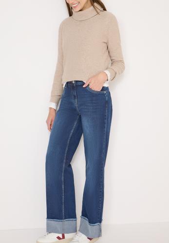 Wide Leg Washed-Look Jeans 31/30 - Mid Blue Used Wash
