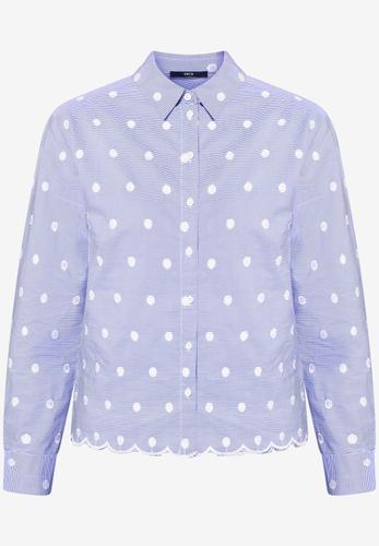 Bluse mit Streifen und Stickerei 38 - Bluewhite