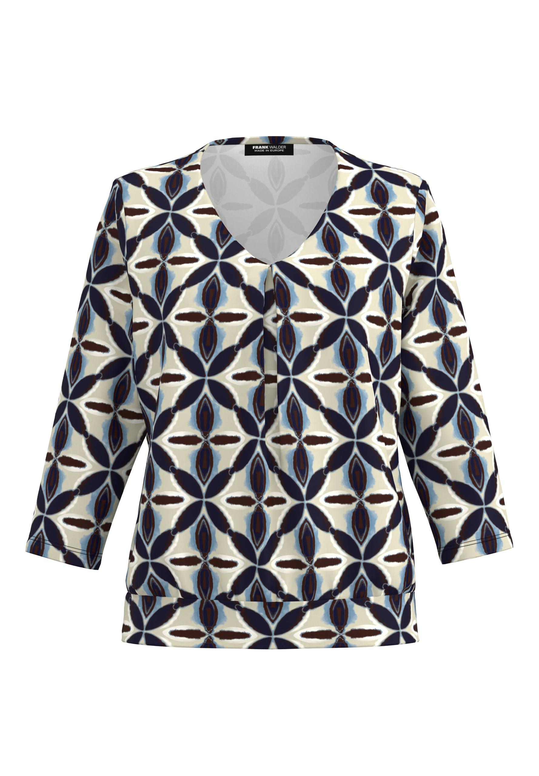 Blusenshirt NOS mit Faltendetail im Vorderteil 44 - French Blue/ink/sand/ecru